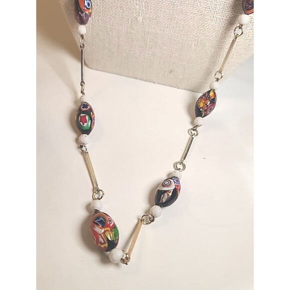 Vintage 16" Necklace Venetian Millefiori Italy Glass Murano Large Italian Beads - Picture 6 of 6